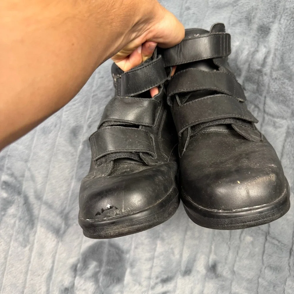 Apex B4200M Mens Black Leather Triple Strap High Top Walking Shoes 11.5 X-Wide